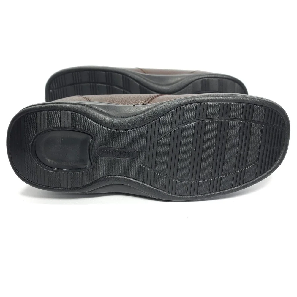 Orthofeet 520 Broadway Men's‎ 10 X-Wide Brown Leather Hook Loop Orthopedic Shoes